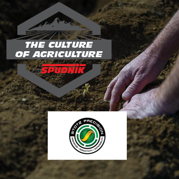 The logo of the culture of agriculture. two hands in the background planting something in the dirt.